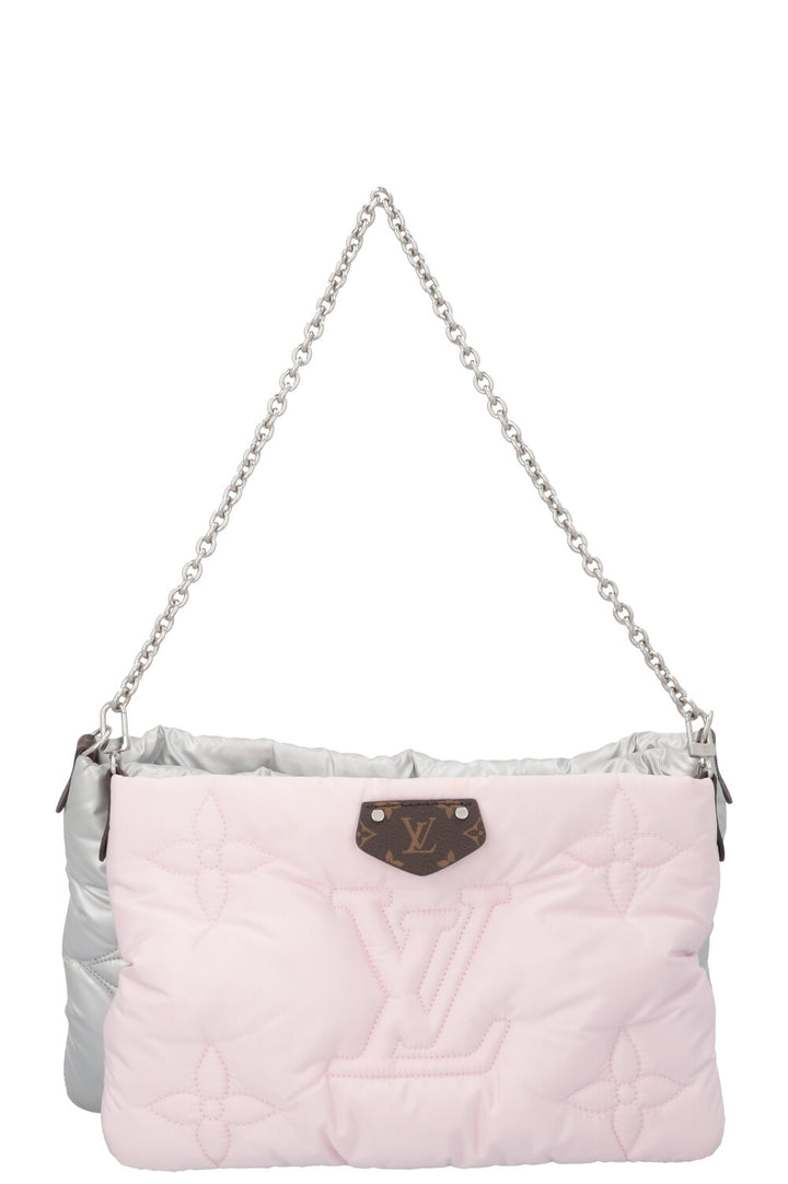 LOUIS VUITTON Maxi Multi Pochette Bag Nylon Rose Silver