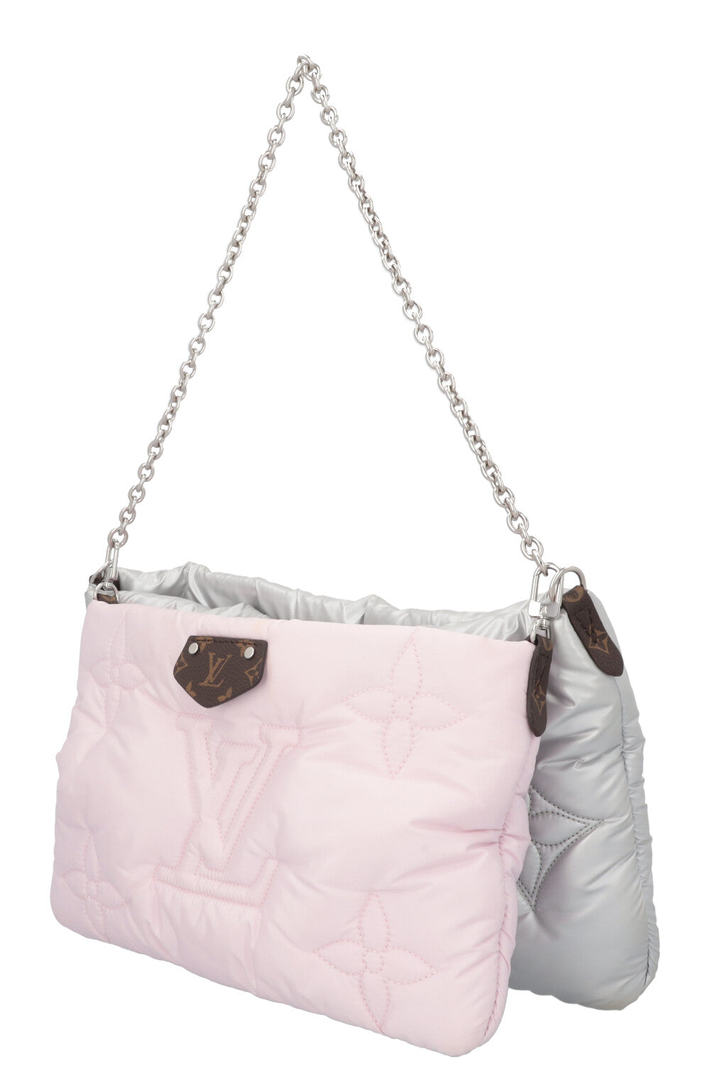 LOUIS VUITTON Maxi Multi Pochette Bag Nylon Rose Silver