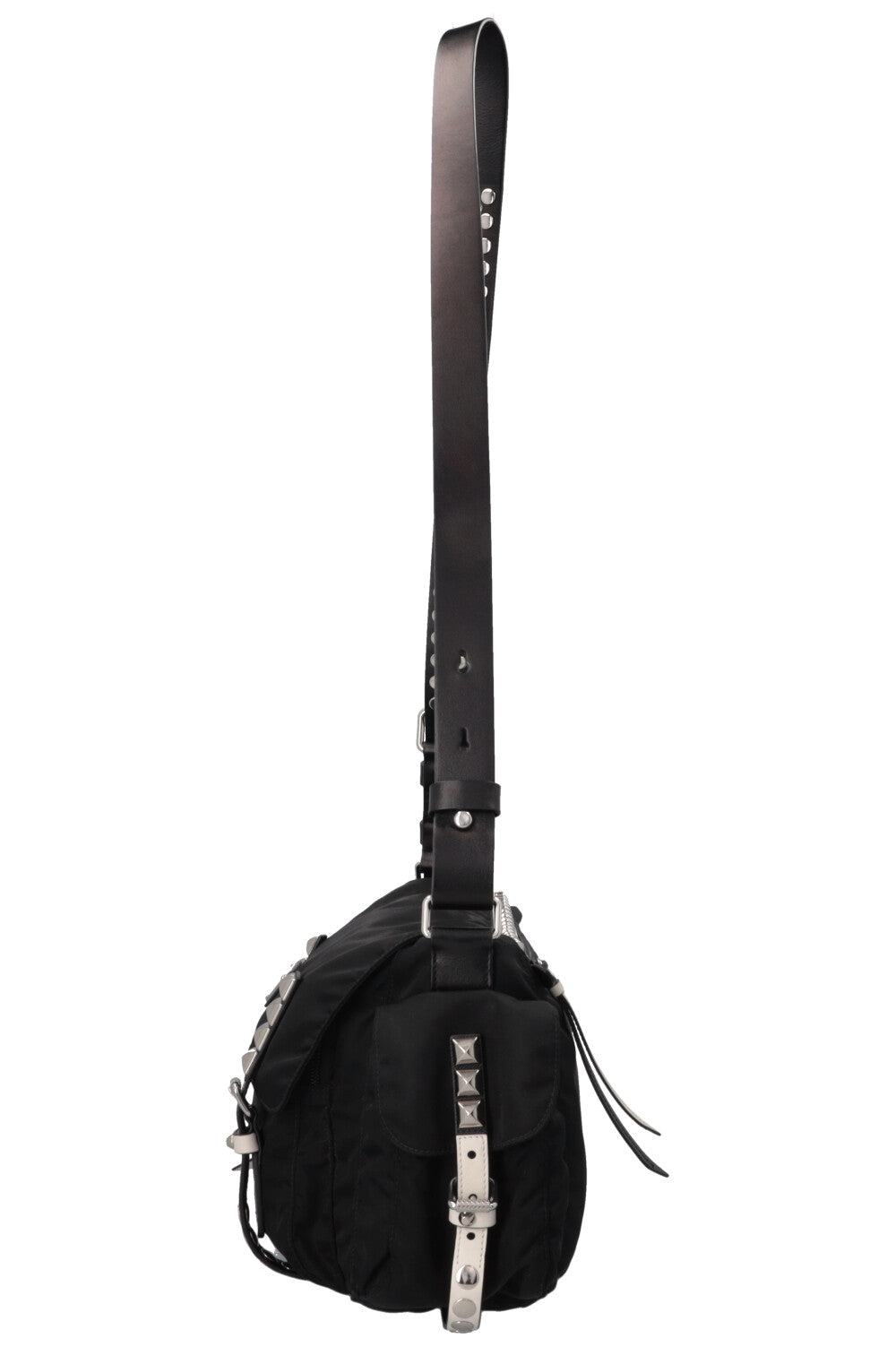 PRADA Studded New Vela Crossbody Bag Black