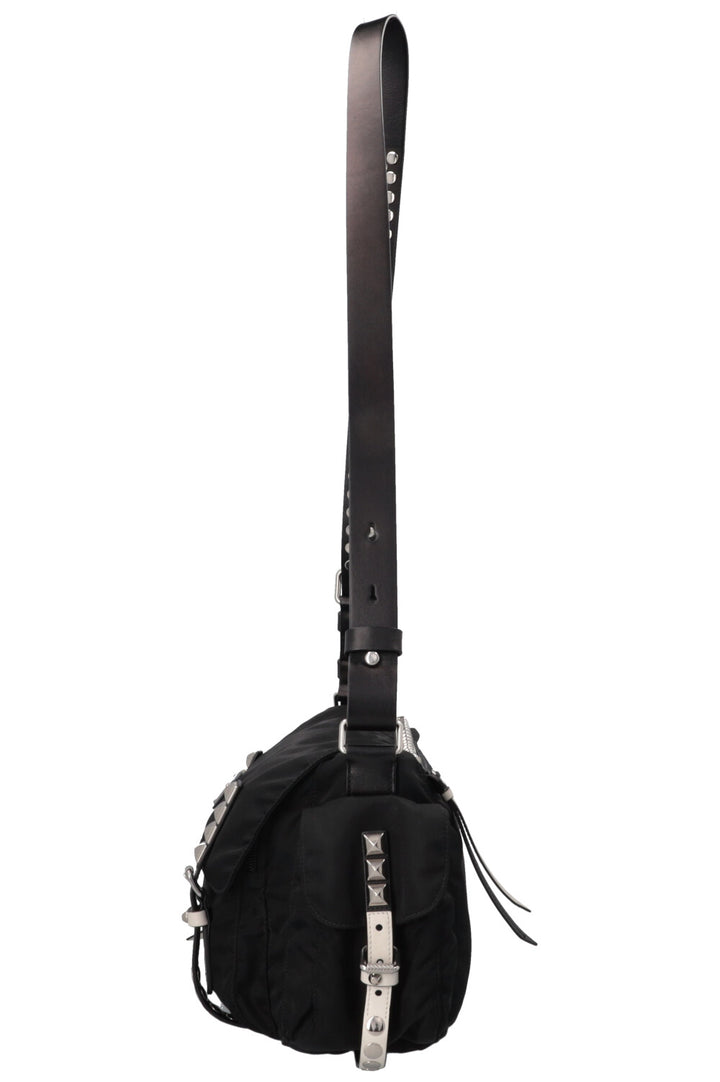 PRADA Studded New Vela Crossbody Bag Black