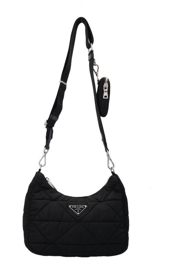 Sac bandoulière matelassé en nylon PRADA Noir