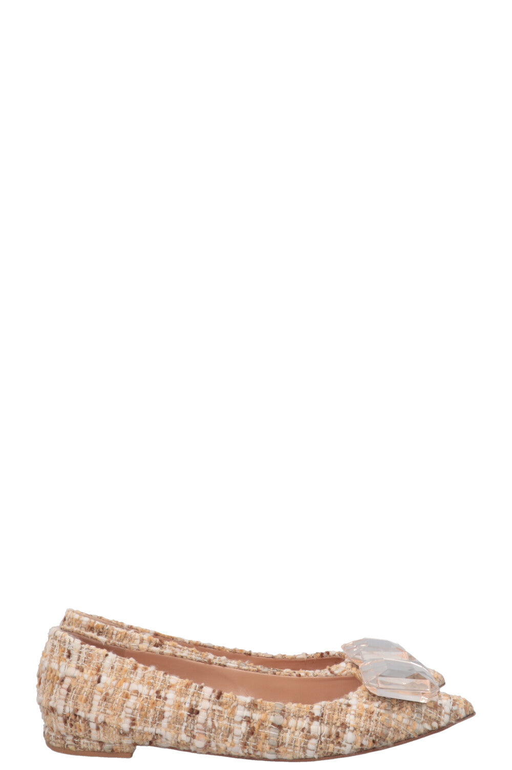GIANVITO ROSSI Jaipur Ballet Flats Tweed Beige White