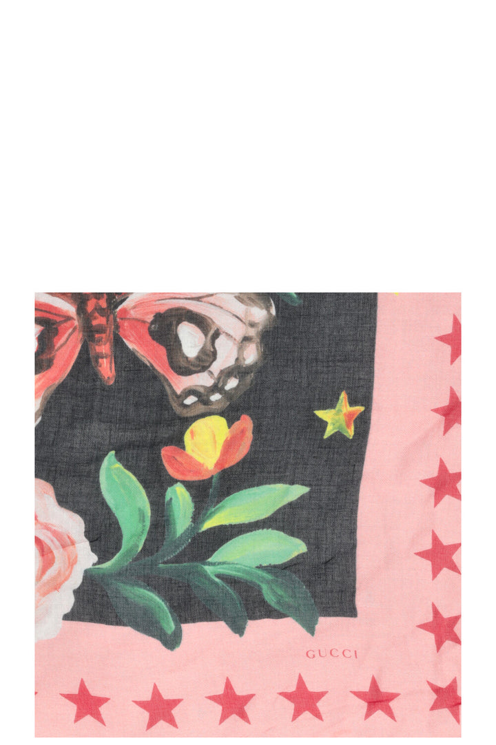 GUCCI foulard serpent floral noir rose