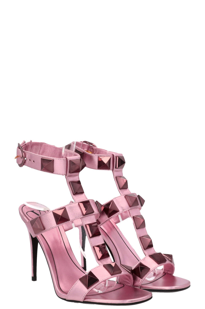 VALENTINO Roman Stud Heels Metallic Pink