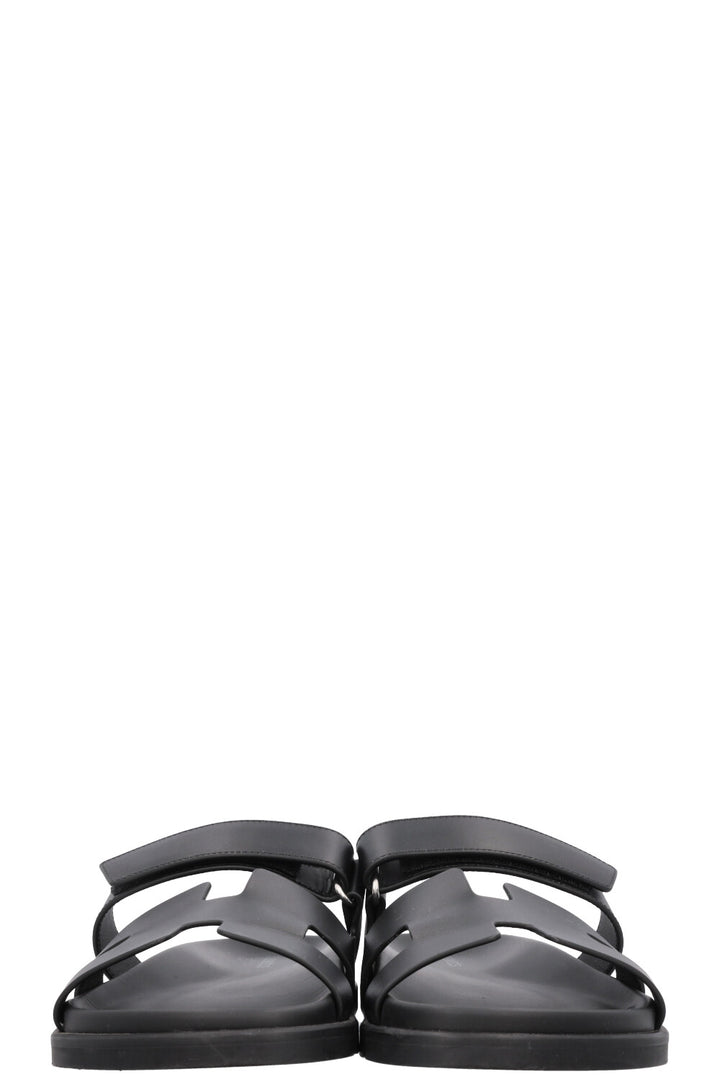 HERMÈS Chypre Flats Leather Noir