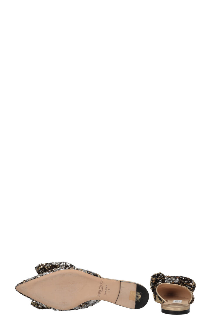 JIMMY CHOO Bow Sequin Mules