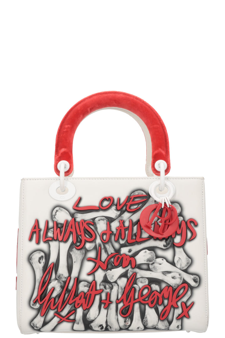 CHRISTIAN DIOR Medium Lady Dior Gilbert &amp; George Limited Edition White