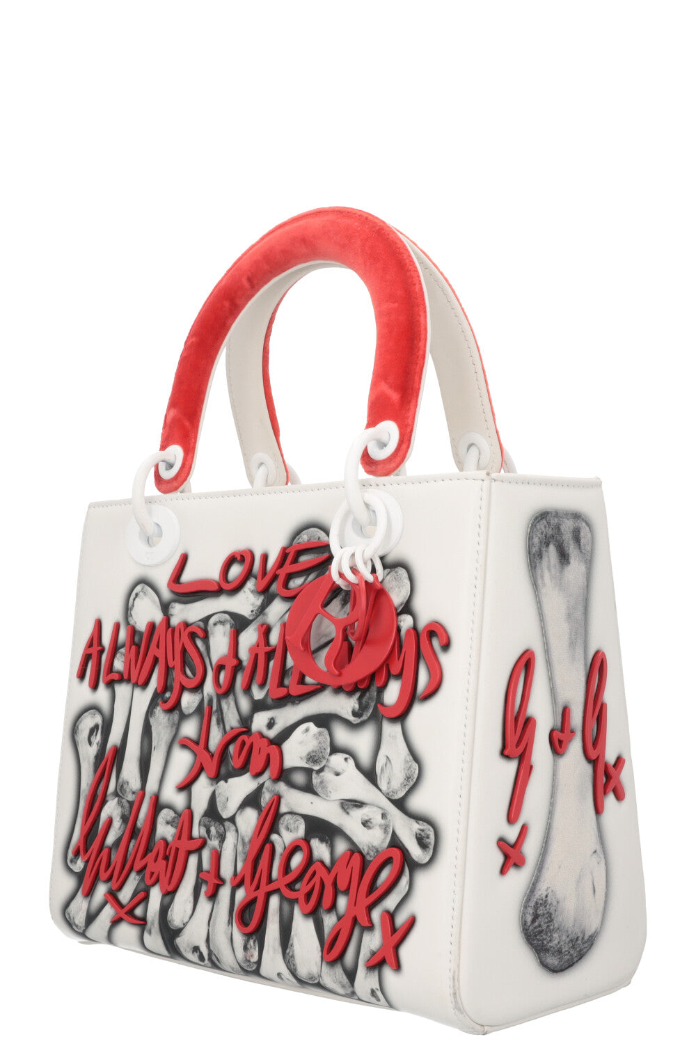CHRISTIAN DIOR Medium Lady Dior Gilbert &amp; George Limited Edition White