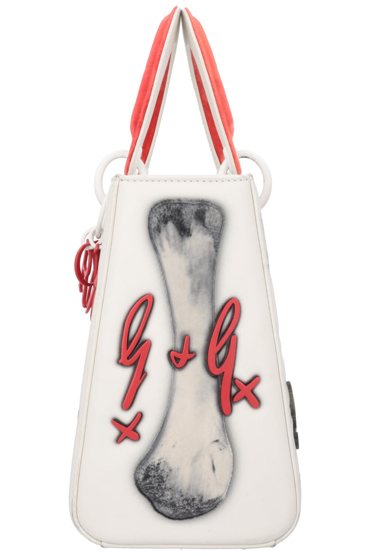 CHRISTIAN DIOR Medium Lady Dior Gilbert &amp; George Limited Edition White