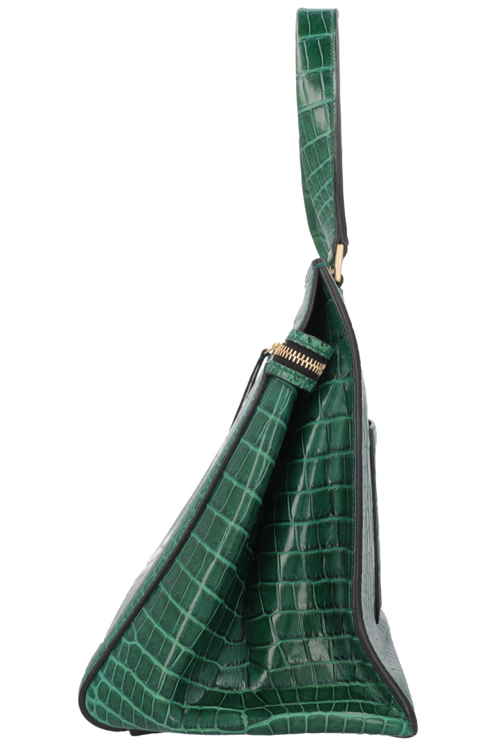 CÉLINE Edge Bag Croc Green