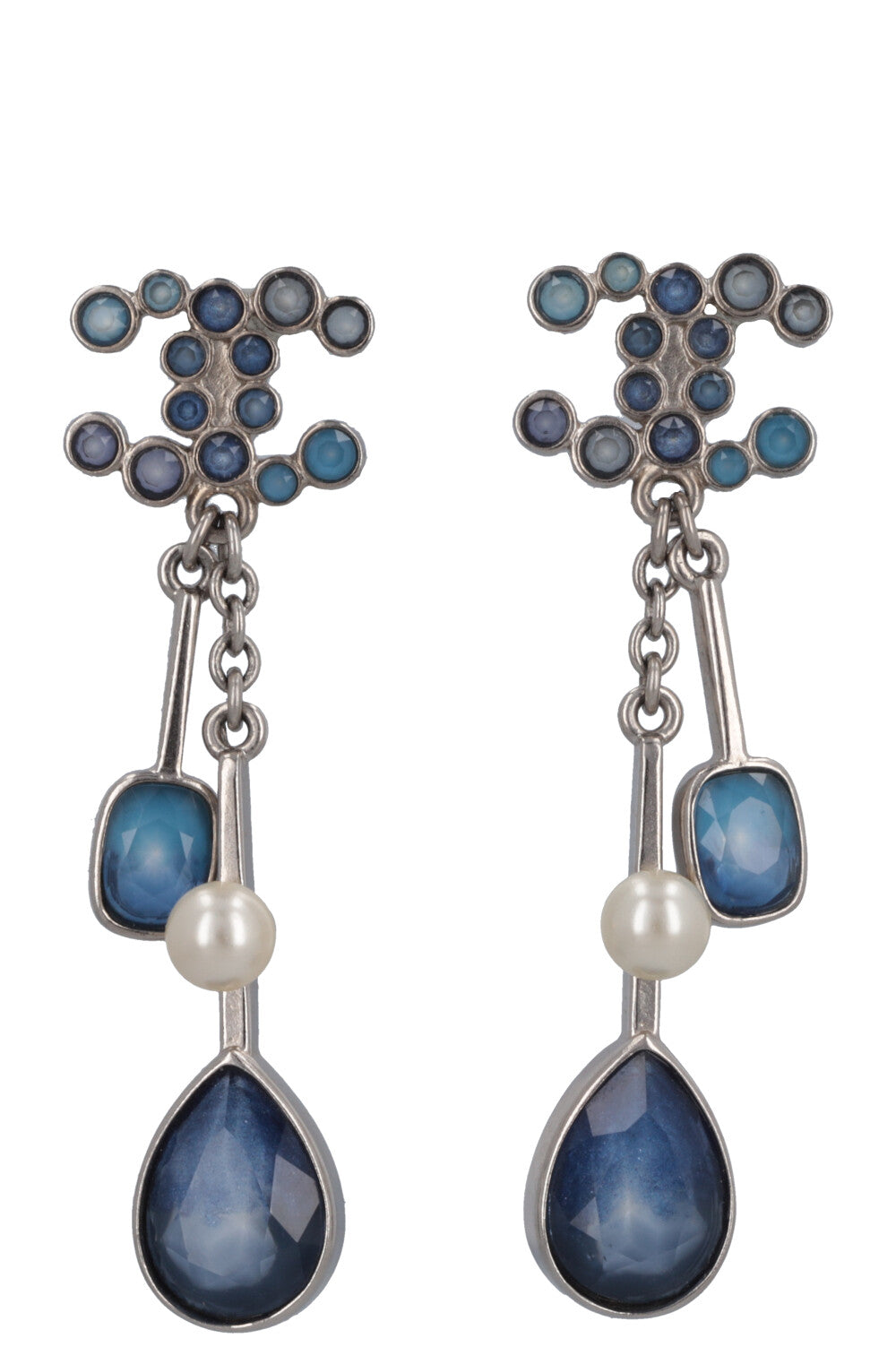 CHANEL CC Drop Earrings Blue