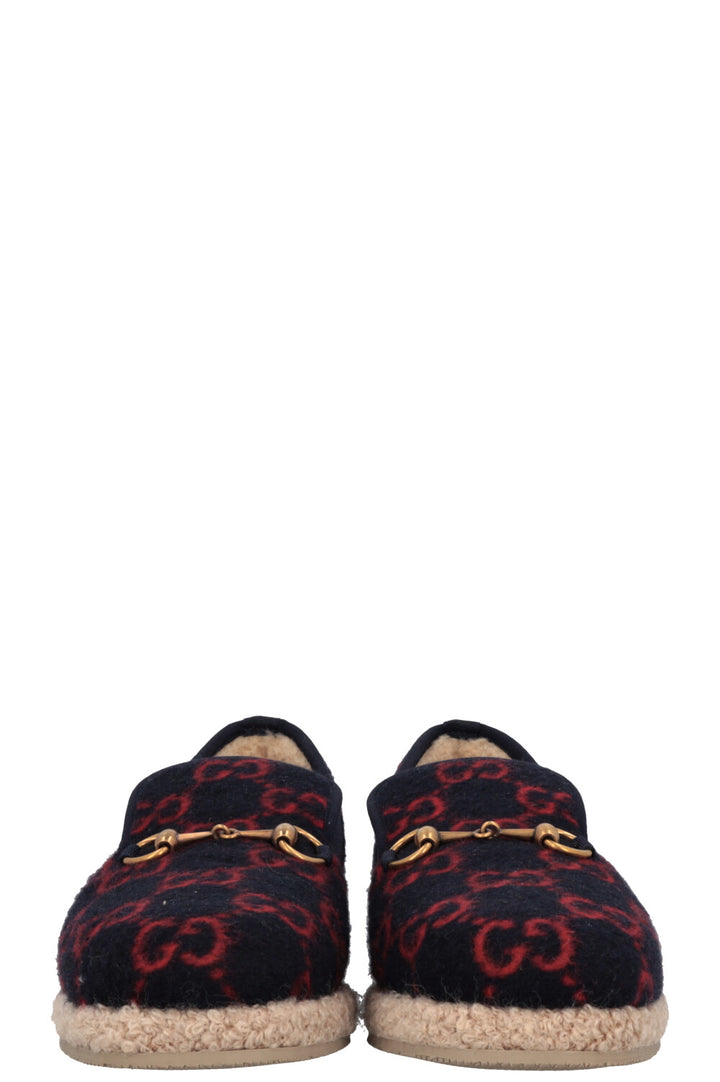 GUCCI Shearling Jordaan Espadrilles Navy