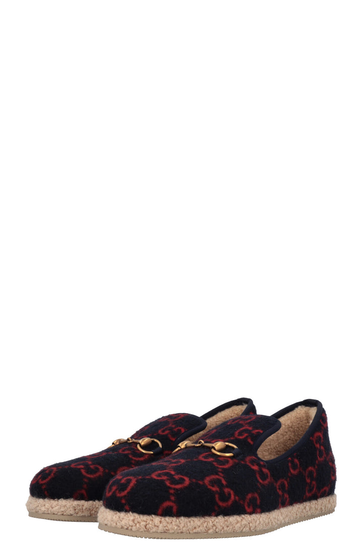 GUCCI Shearling Jordaan Espadrilles Navy