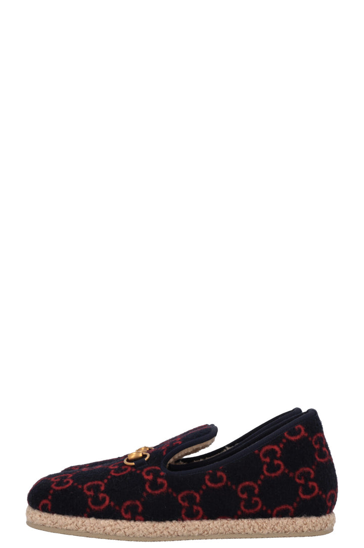 GUCCI Shearling Jordaan Espadrilles Navy
