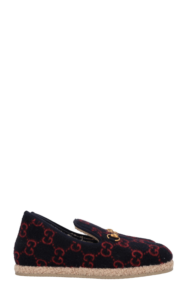 GUCCI Shearling Jordaan Espadrilles Navy
