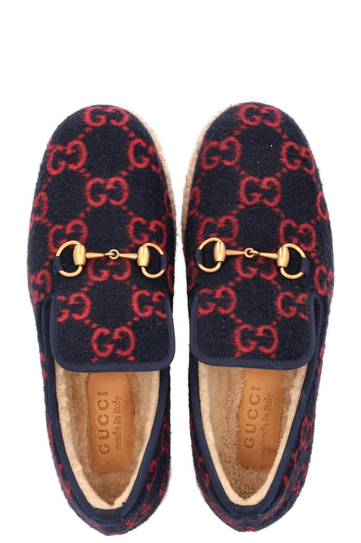 GUCCI Shearling Jordaan Espadrilles Navy