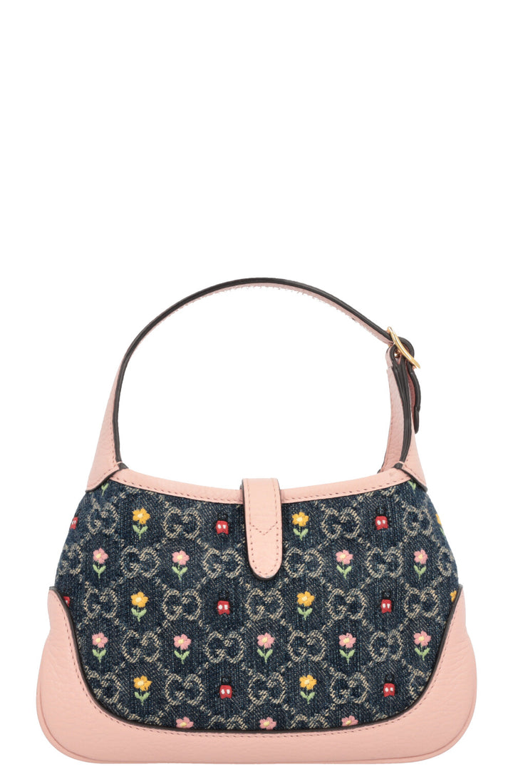Mini-jupe en jean fleuri GUCCI 1961 Jackie Bleu Blush