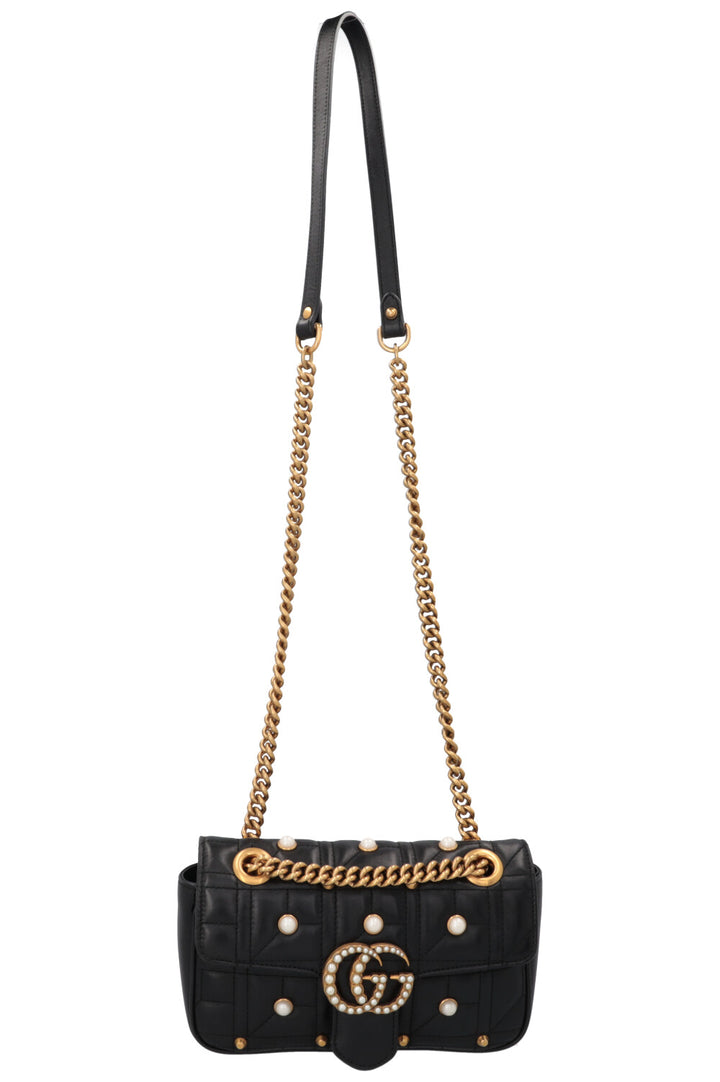 GUCCI Small Pearl Marmont Camera Bag Black
