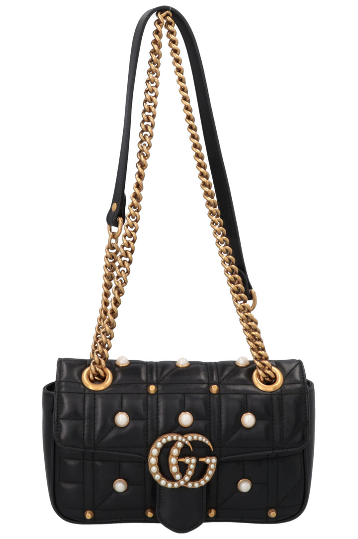 GUCCI Small Pearl Marmont Camera Bag Black