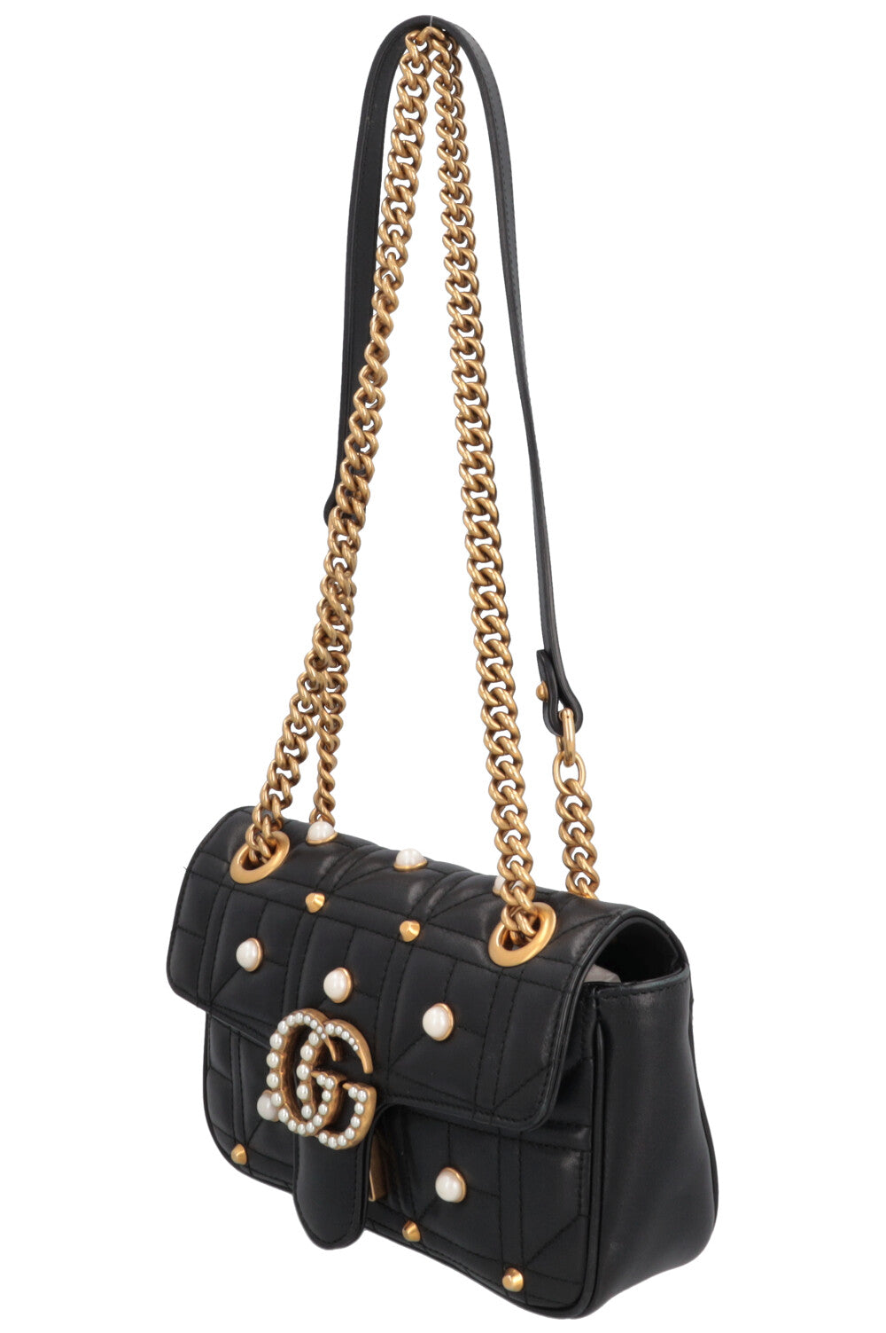 GUCCI Small Pearl Marmont Camera Bag Black