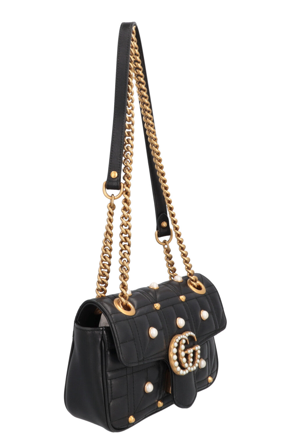 GUCCI Small Pearl Marmont Camera Bag Black