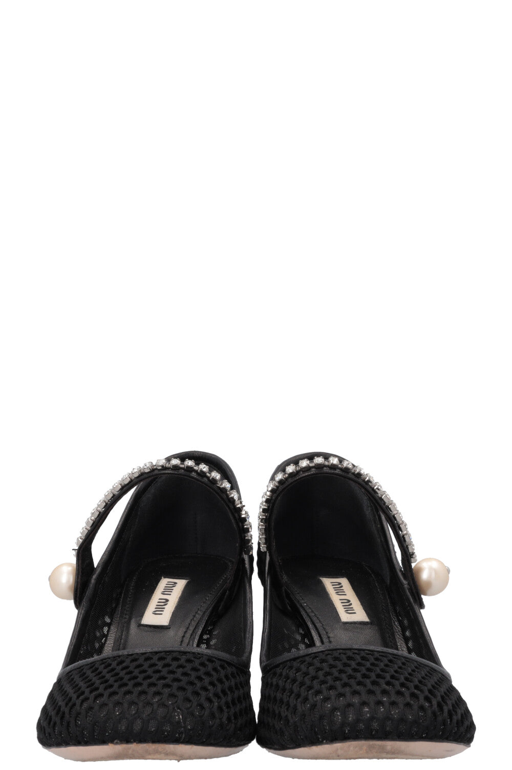 Escarpins Mary Jane en cristal MIU MIU en maille noire