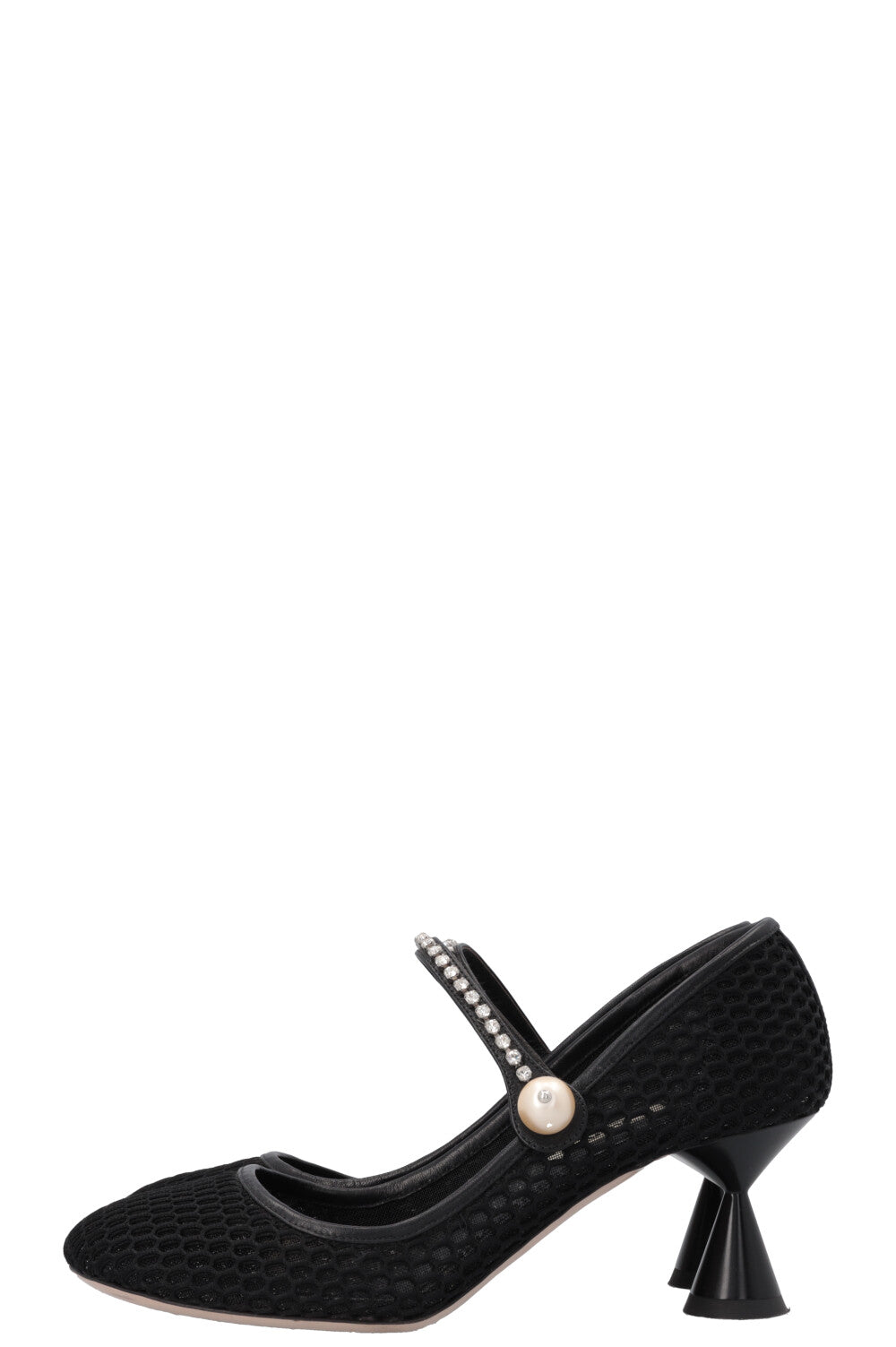 Escarpins Mary Jane en cristal MIU MIU en maille noire