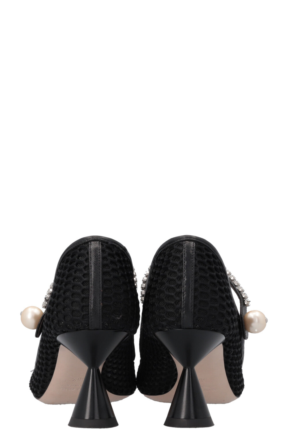 Escarpins Mary Jane en cristal MIU MIU en maille noire