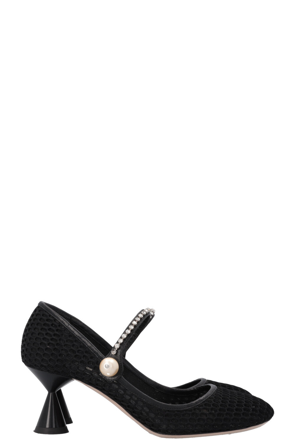 Escarpins Mary Jane en cristal MIU MIU en maille noire