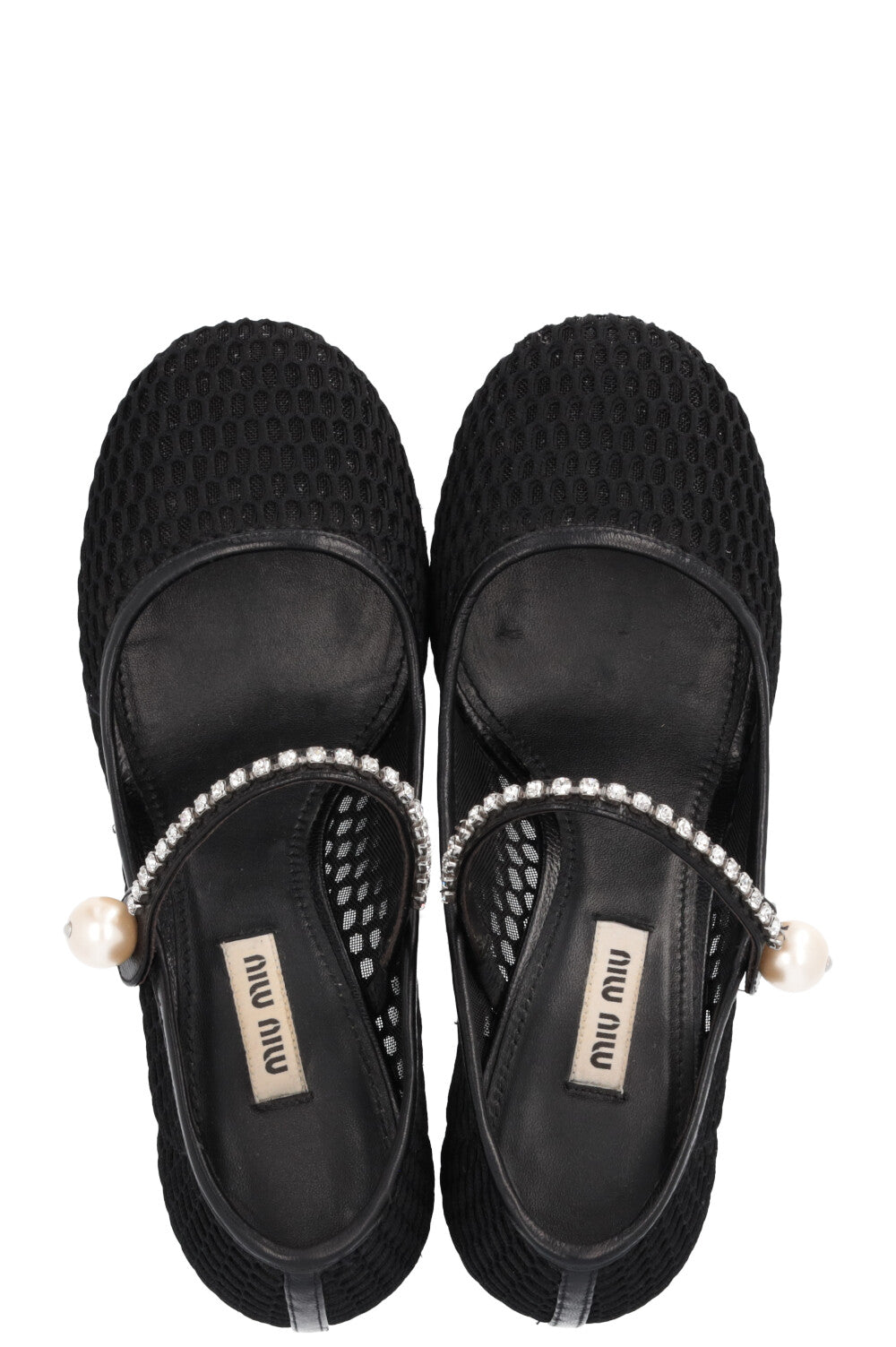 Escarpins Mary Jane en cristal MIU MIU en maille noire