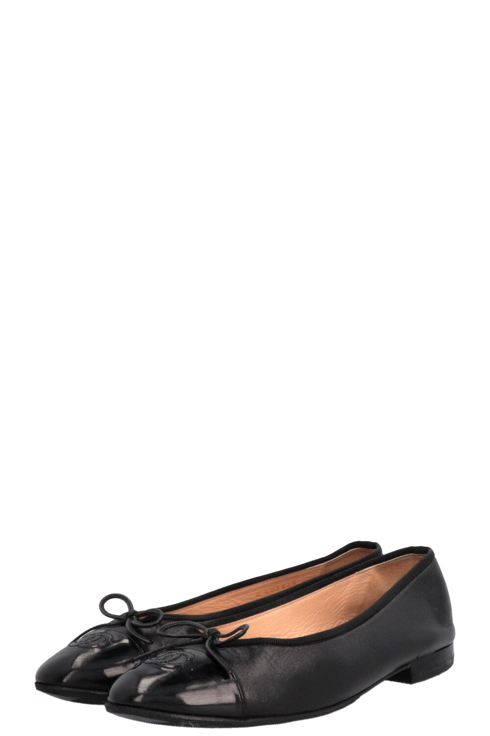 CHANEL Classic CC Ballet Flats Patent Black