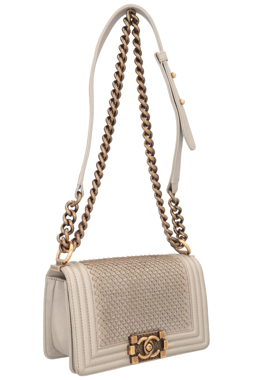 CHANEL Small Boy Bag Scales Gold