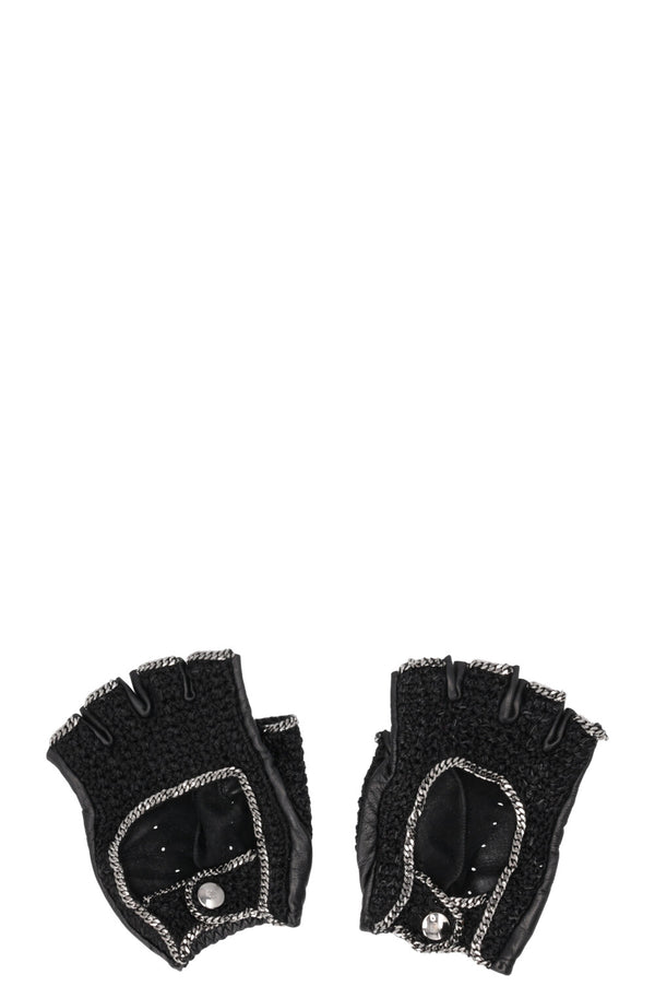 CHANEL Gants Maille Chaîne Noir