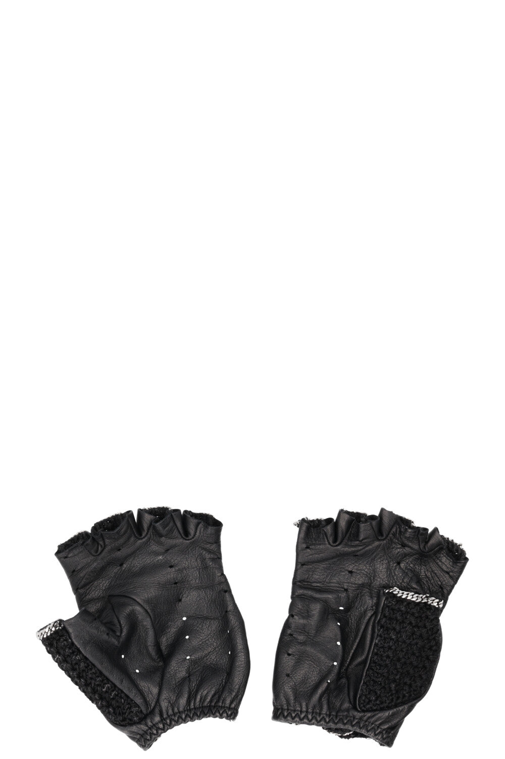 CHANEL Gloves Knit Chain Black