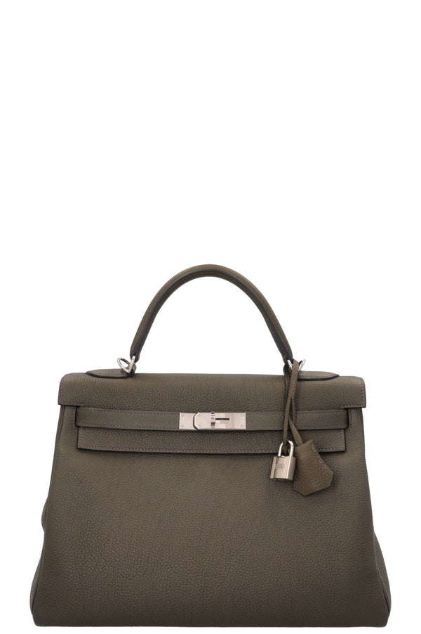 HERMÈS Kelly 32 Retourné Togo Vert de Gris