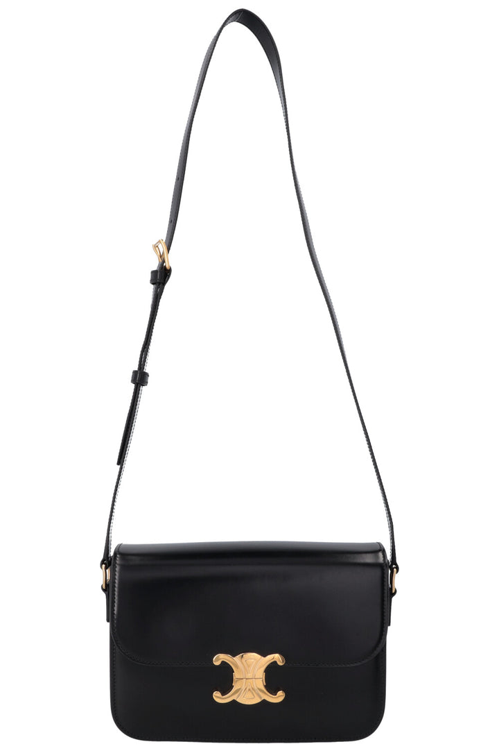 CELINE Triomphe Teen Crossbody Bag Black Shiny Leather