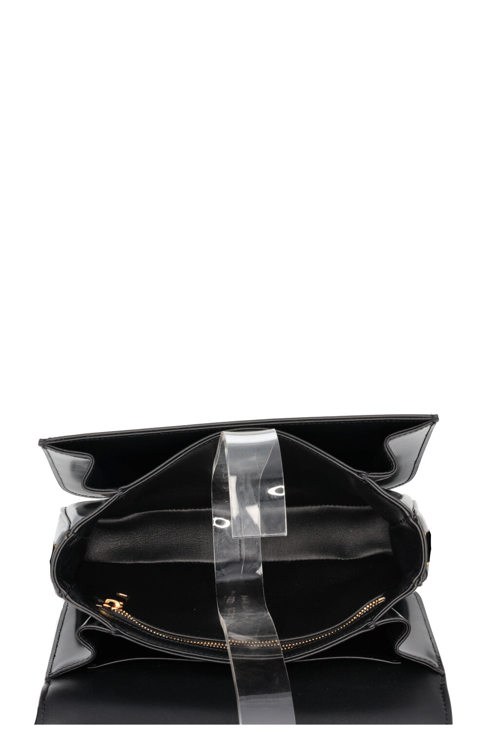 CELINE Triomphe Teen Crossbody Bag Black Shiny Leather