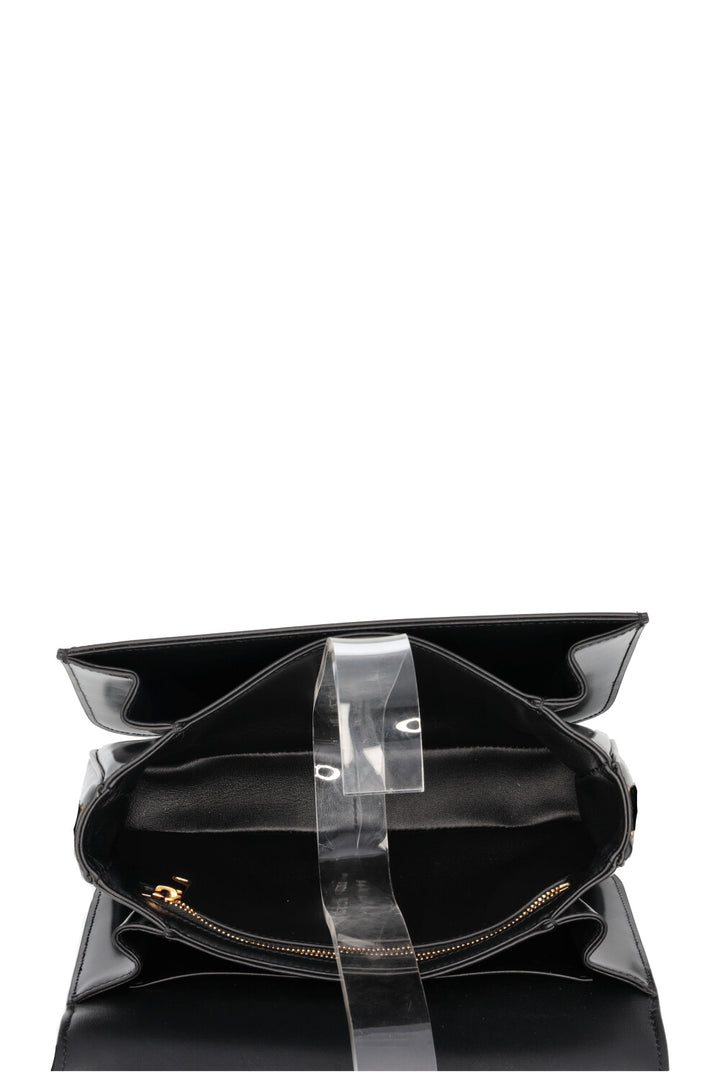 CELINE Triomphe Teen Crossbody Bag Black Shiny Leather