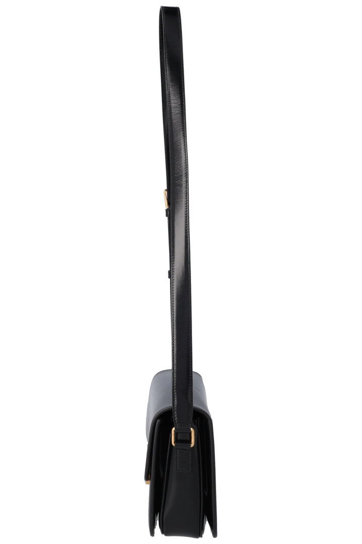CELINE Triomphe Teen Crossbody Bag Black Shiny Leather