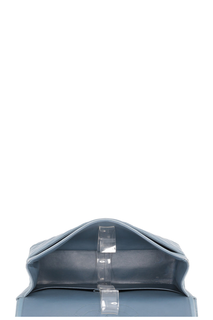 CHANEL Maxi Double Flap Bag Leather Blue