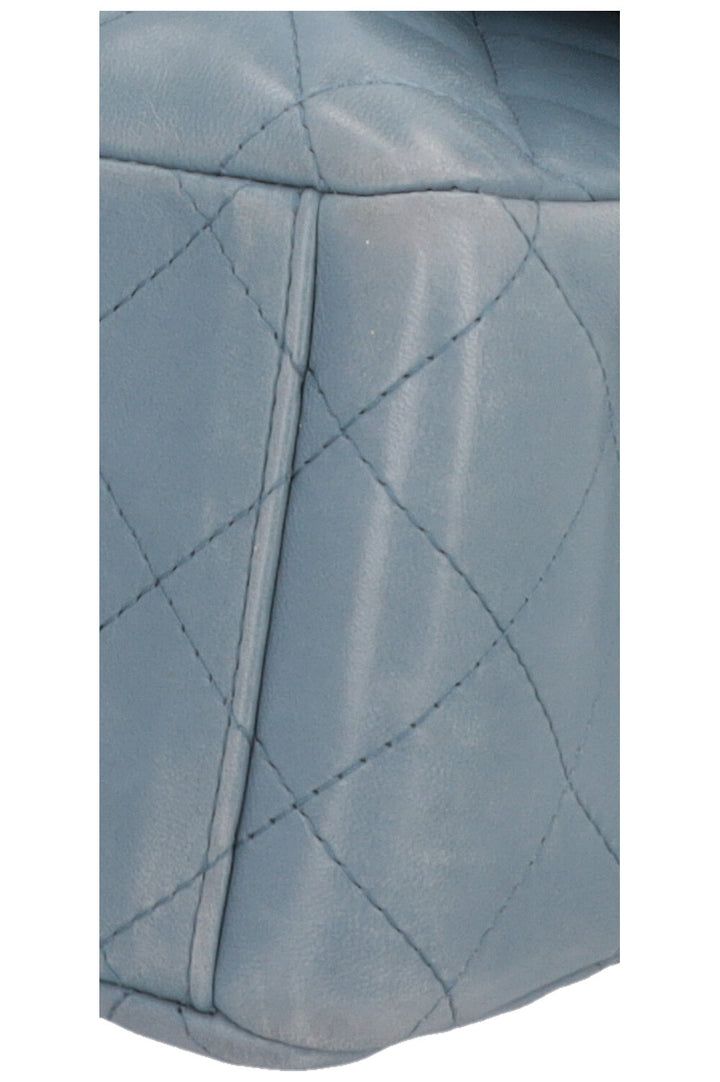 CHANEL Maxi Double Flap Bag Leather Blue