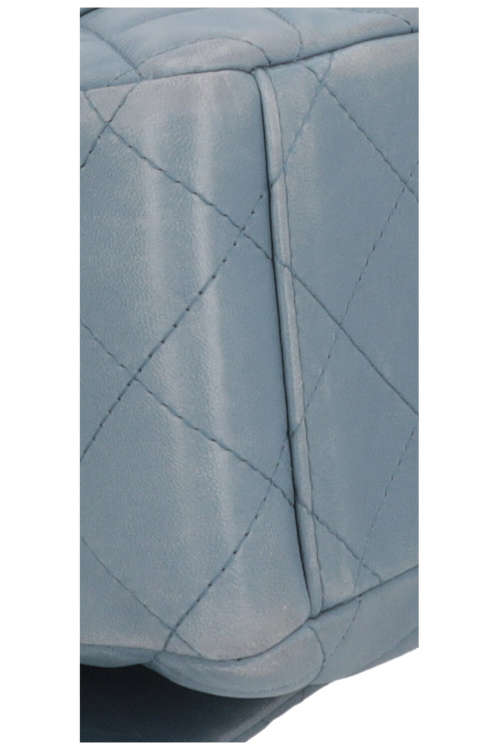CHANEL Maxi Double Flap Bag Leather Blue