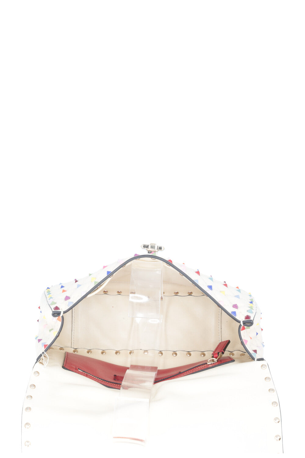 VALENTINO Medium Rockstud Spike Bag Creme Multicolor