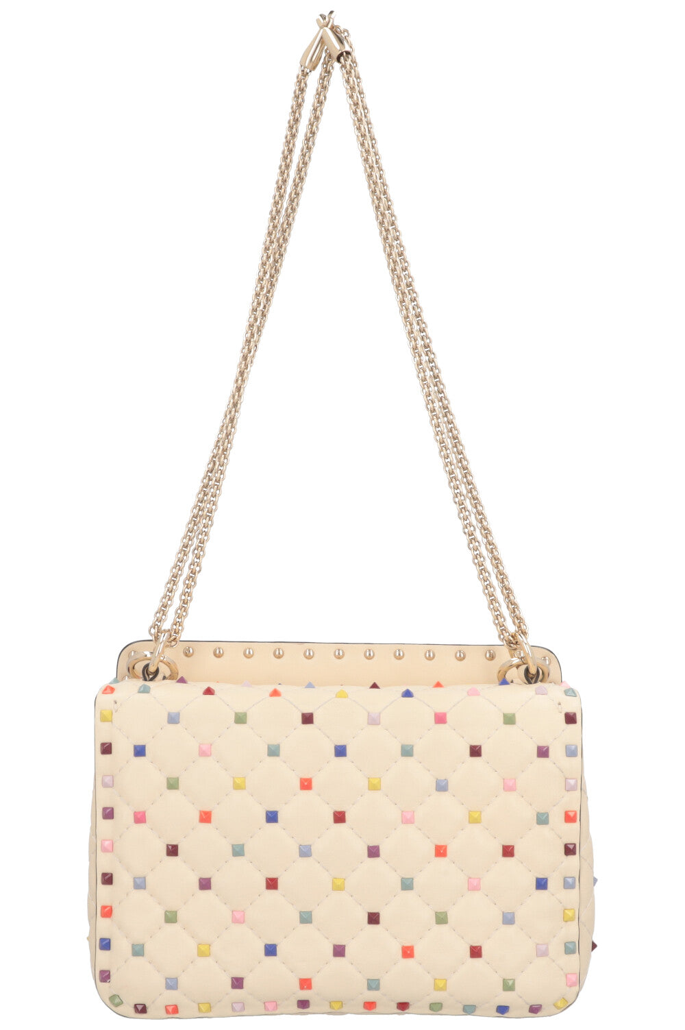VALENTINO Medium Rockstud Spike Bag Creme Multicolor