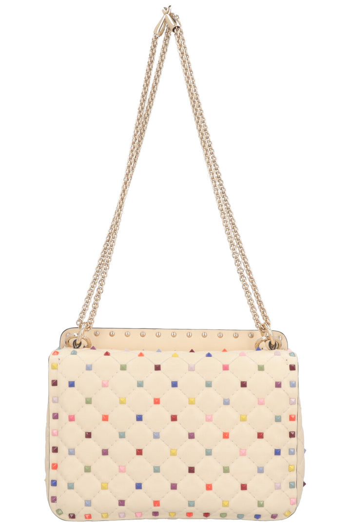 VALENTINO Medium Rockstud Spike Bag Creme Multicolor