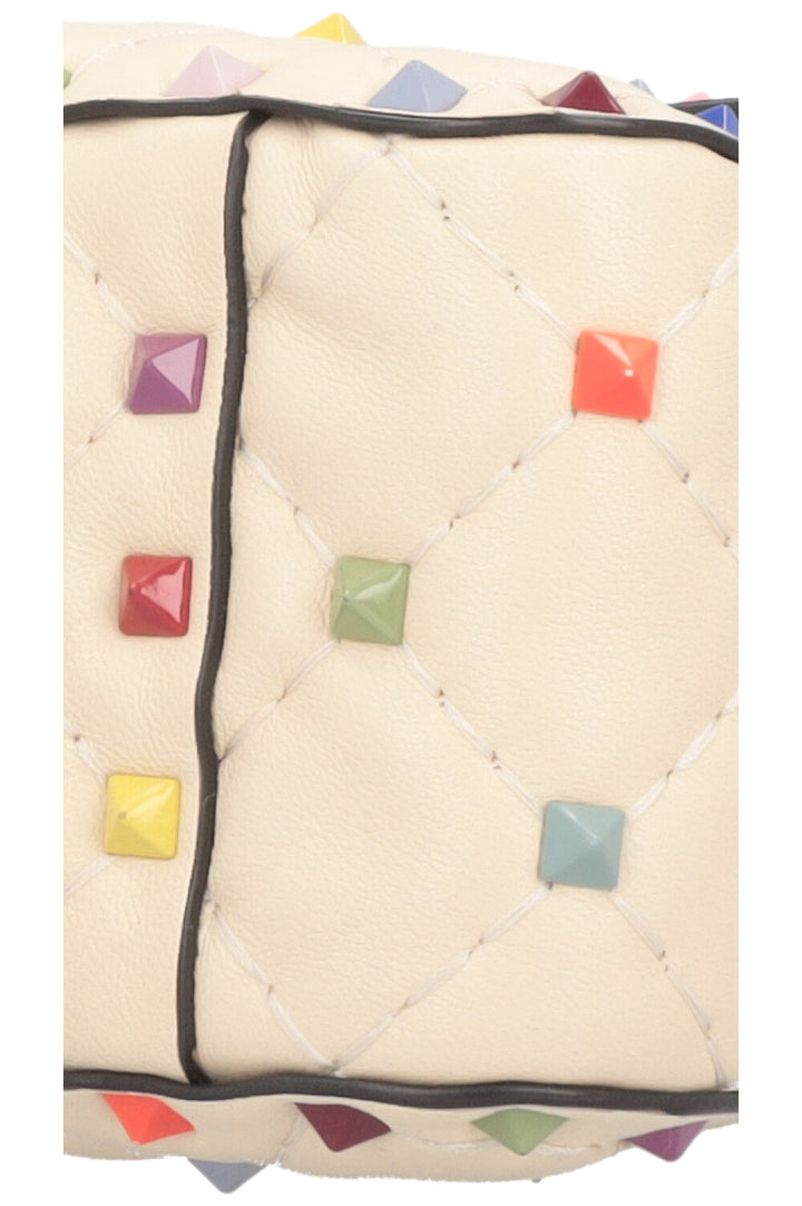 VALENTINO Medium Rockstud Spike Bag Creme Multicolor