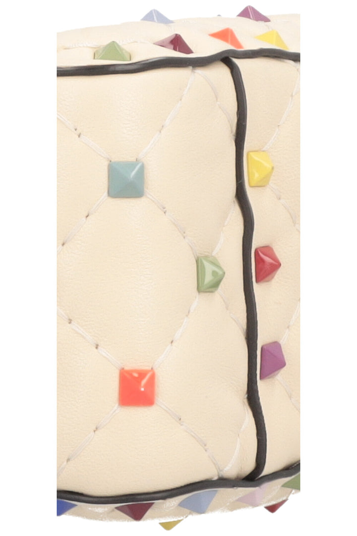 VALENTINO Medium Rockstud Spike Bag Creme Multicolor