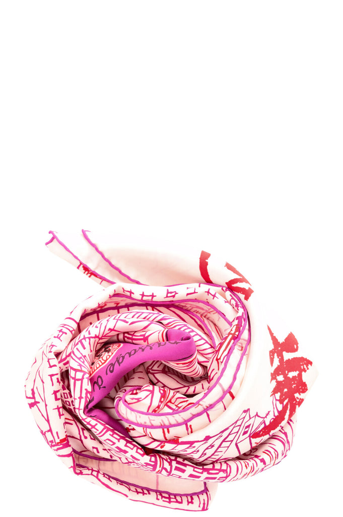 HERMÈS De Passage à Tokyo Carré 90 Silk White Purple – REAWAKE