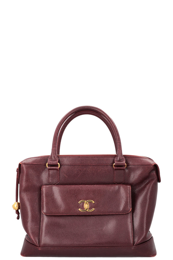 CHANEL Vintage CC Pocket Tote Caviar Bordeaux