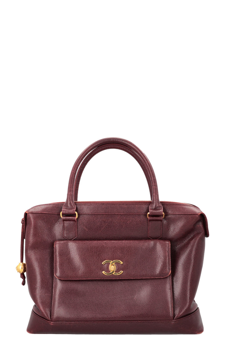 CHANEL Vintage CC Pocket Tote Caviar Bordeaux